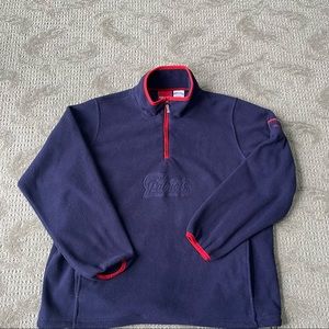 EUC Women's Reebok Patriots Pullover Quarter Zip Fleece size XL in Blue and Red